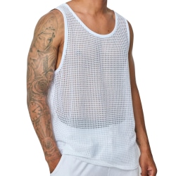 Frilivin Cotton Mesh Tank Top - White