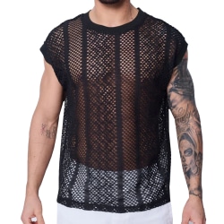 Frilivin Openwork Knit Tank Top - Black