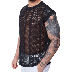 Débardeur Maille Ajourée Noir Frilivin
