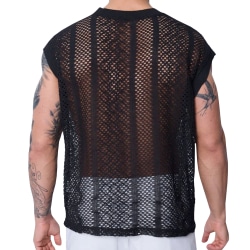 Frilivin Openwork Knit Tank Top - Black