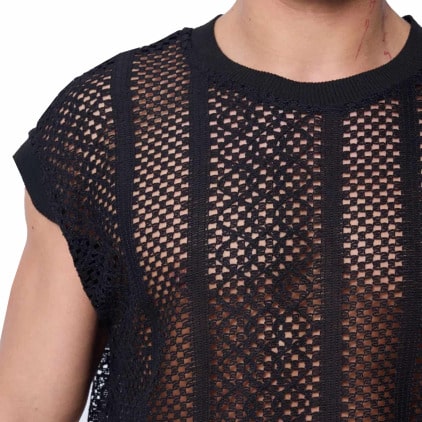 Débardeur Maille Ajourée Noir Frilivin
