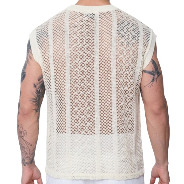 Débardeur Maille Ajourée Blanc Cassé Frilivin