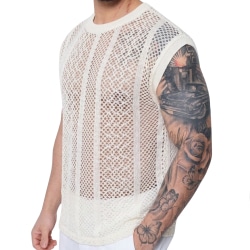 Débardeur Maille Ajourée Blanc Cassé Frilivin