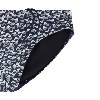 Emporio Armani All Over Logo Swim Briefs - Midnight Blue