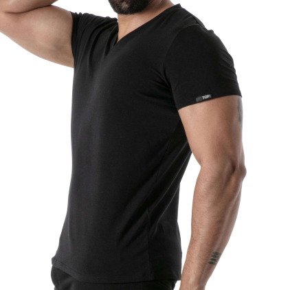 T-Shirt Col V Noir TOF Paris