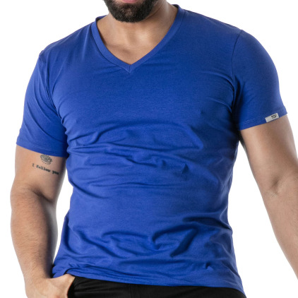 T-Shirt Col V Bleu TOF Paris