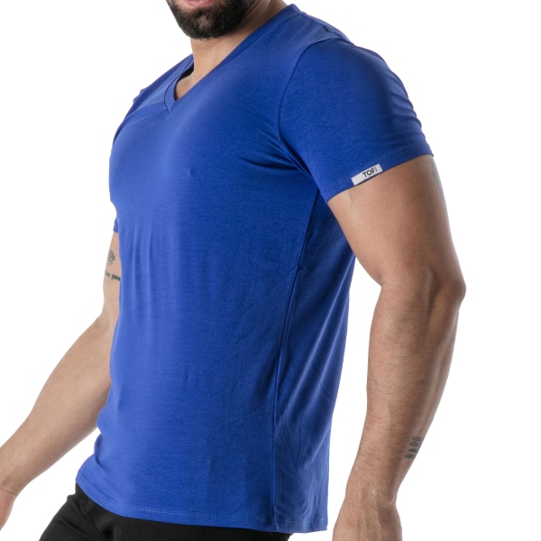 T-Shirt Col V Bleu TOF Paris