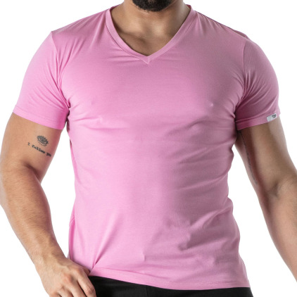 T-Shirt Col V Rose TOF Paris