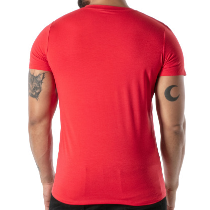 T-Shirt Col V Rouge TOF Paris