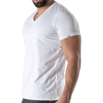 T-Shirt Col V Blanc TOF Paris