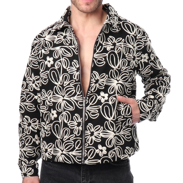 Frilivin Floral Canvas Jacket - Black