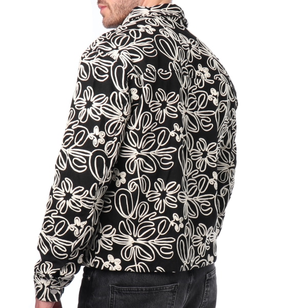 Veste en Toile Florale Noire Frilivin