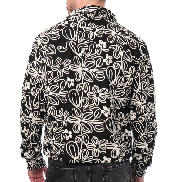 Veste en Toile Florale Noire Frilivin