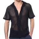 Frilivin Openwork Knit Shirt - Navy
