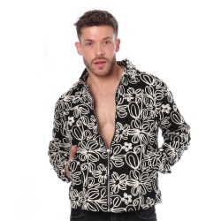 Veste en Toile Florale Noire Frilivin