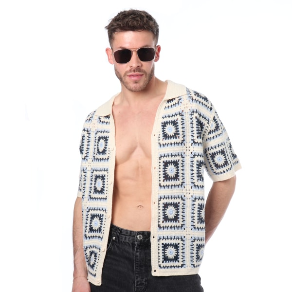 Frilivin Granny Square Shirt - White
