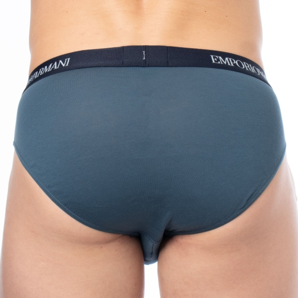 Emporio Armani Pure Cotton Briefs - Grey - Blue