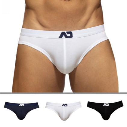 Lot de 3 Slips Bikinis AD Essential Blanc - Marine - Noir Addicted