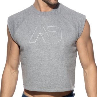 Débardeur Crop Top Coton Recyclé Gris Chiné Addicted
