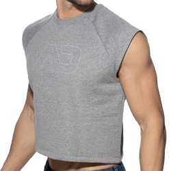 Débardeur Crop Top Coton Recyclé Gris Chiné Addicted