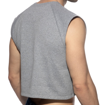 Débardeur Crop Top Coton Recyclé Gris Chiné Addicted