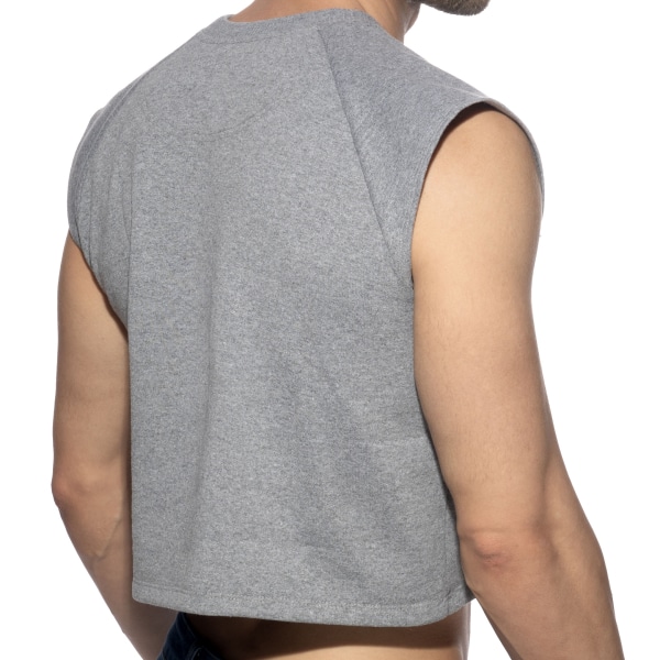 Débardeur Crop Top Coton Recyclé Gris Chiné Addicted