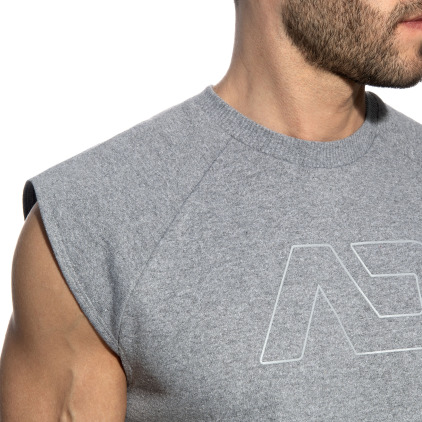 Débardeur Crop Top Coton Recyclé Gris Chiné Addicted