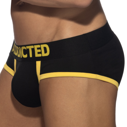 Addicted Fetish Cotton Briefs - Black - Yellow