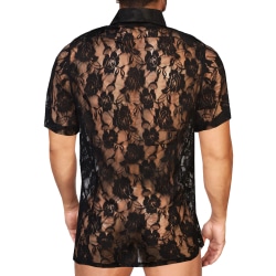Alpha Charlie Roses Lace Shirt - Black
