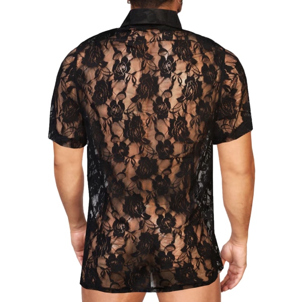 Alpha Charlie Roses Lace Shirt - Black