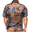 Alpha Charlie Embroidered Floral Shirt - Black - Blue