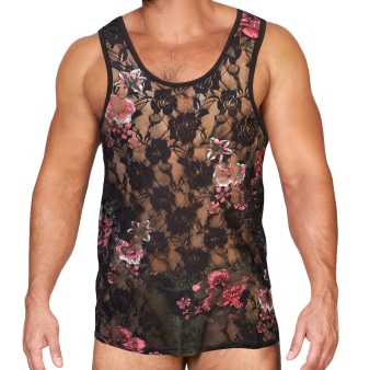 Débardeur Dentelle Florale - Noir Alpha Charlie