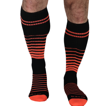 Chaussettes Hautes After Dark - Noir - Orange Fluo Breedwell