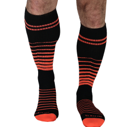 Chaussettes Hautes After Dark - Noir - Orange Fluo Breedwell