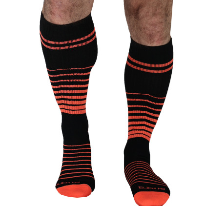 Chaussettes Hautes After Dark - Noir - Orange Fluo Breedwell