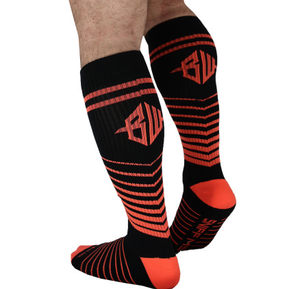 Chaussettes Hautes After Dark - Noir - Orange Fluo Breedwell