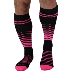 Breedwell After Dark Knee Socks - Black - Neon Pink