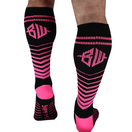 Chaussettes Hautes After Dark - Noir - Rose Fluo Breedwell