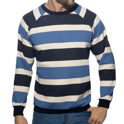 Sweat-Shirt Retro Stripes Bleu Addicted