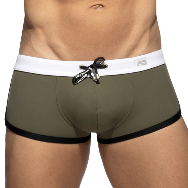 Shorty de Bain Uni Kaki Addicted
