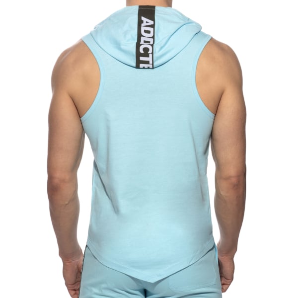 Débardeur à Capuche Bande Logo Bleu Ciel Addicted