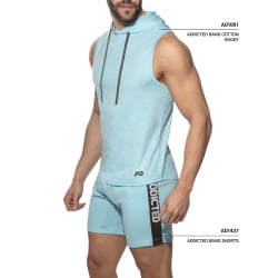 Addicted Logo Band Cotton Hoody - Sky Blue