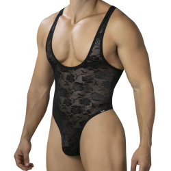 CUT4MEN Lace Sculpt Thong Bodysuit - Black