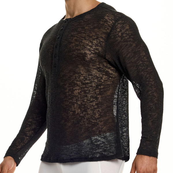 T-Shirt Henley Curly Noir Modus Vivendi