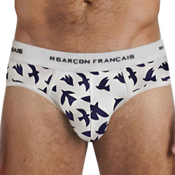 Garçon Français Birds Cotton Briefs - Navy