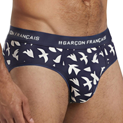 Garçon Français Birds Cotton Briefs - White