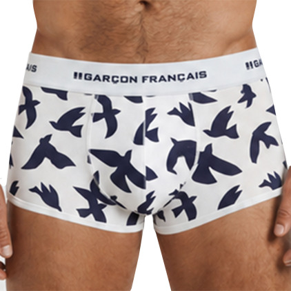 Garçon Français Birds Cotton Trunks - Navy
