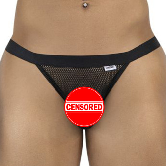CandyMan Mesh Tanga Briefs - Black