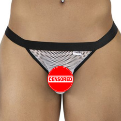 Slip Tanga Résille Blanc CandyMan