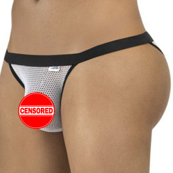 Slip Tanga Résille Blanc CandyMan